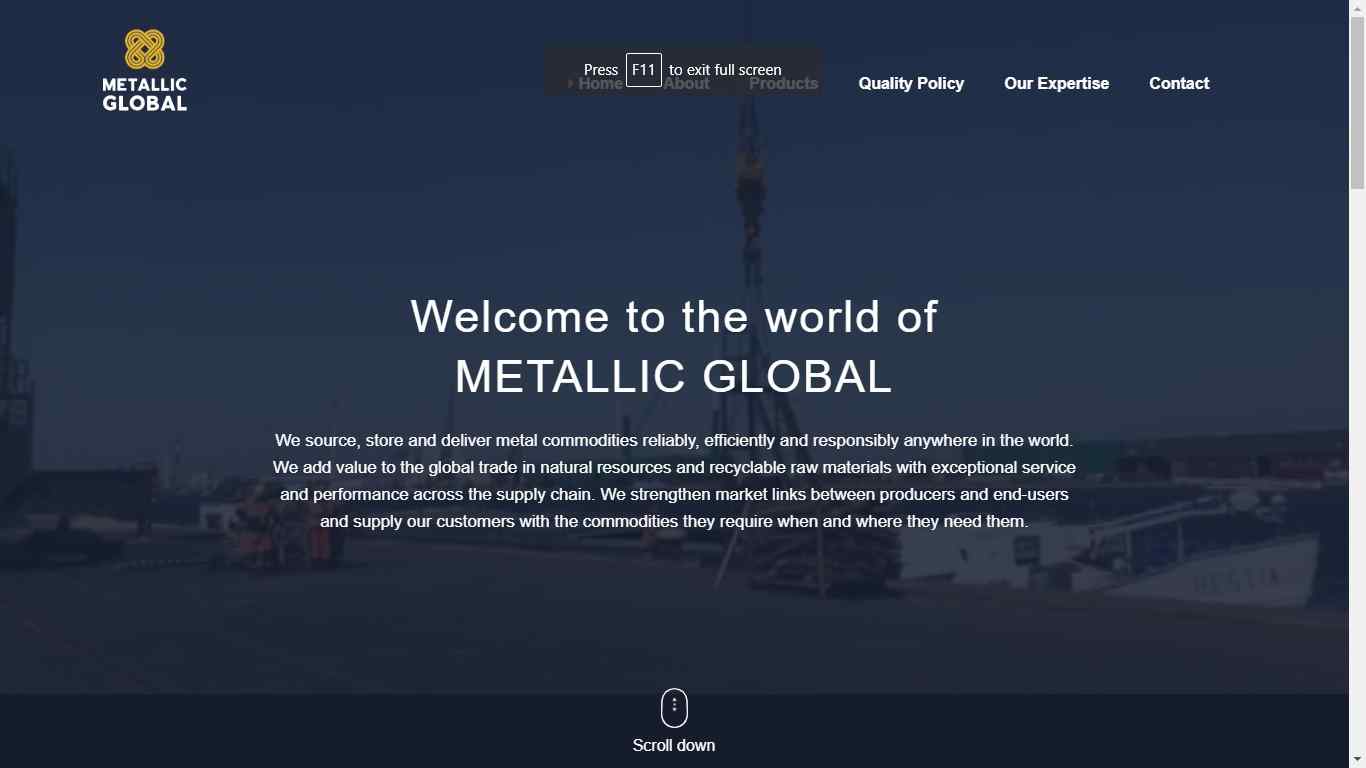 Metallic Global website screenshot